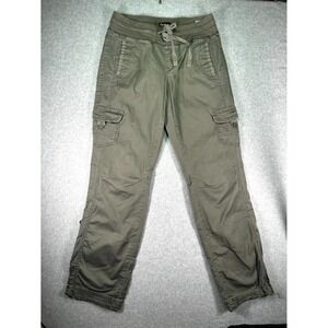Vintage Supplies By Unionbay Cargo Pants Women 2 Green Cotton Stretch Drawstring